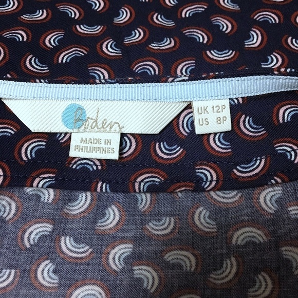 Boden Navy Rainbow Arc Wrap Blouse - Picture 5 of 7
